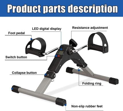 Mini Exercise Bike with LCD Monitor Foldable Pedal Exerciser